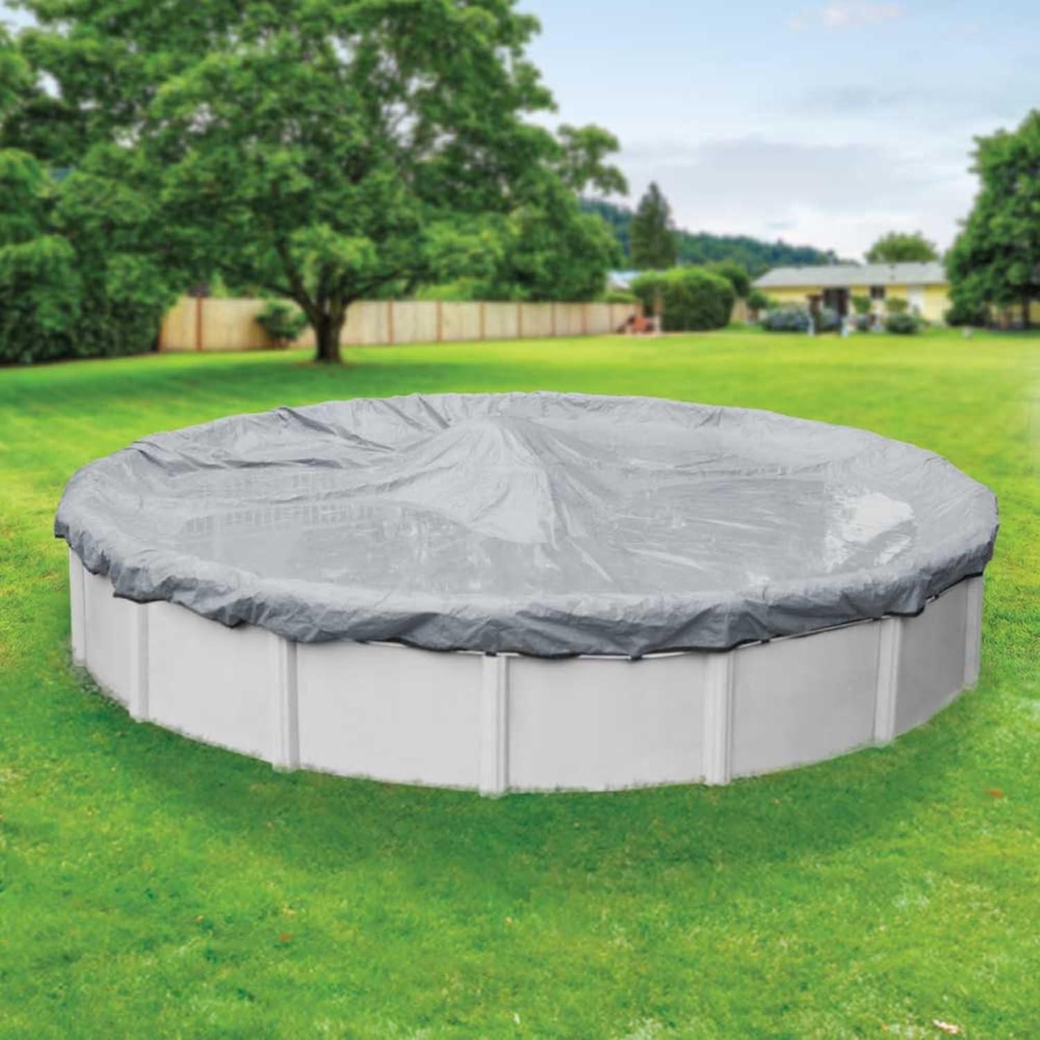 imageRobelle 12 ft Industrial Gray Winter Pool Cover for Above Ground Pools 4 ft Overlap 16 ft Cover Size Solid 14 x 12 Scrim 45 ozyd2 20Year Warranty Style 30124Industrial