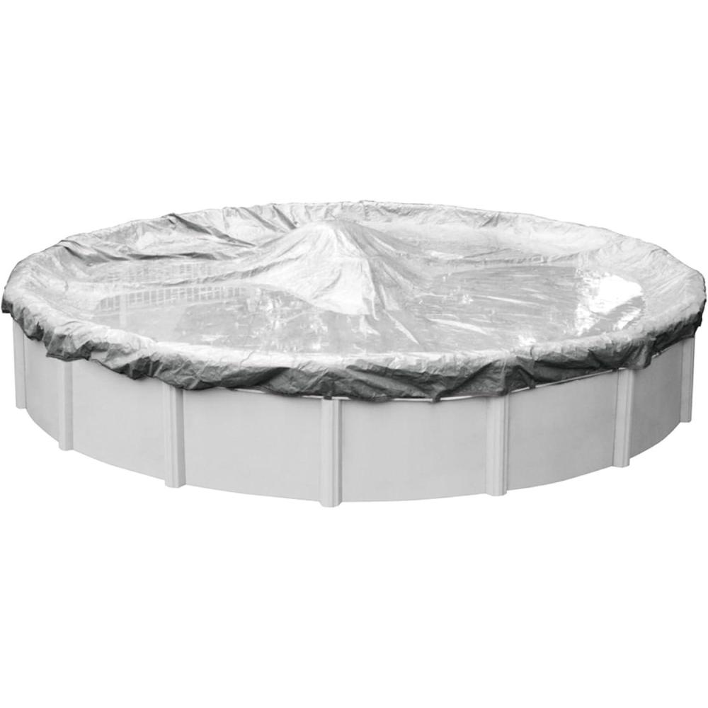 imageRobelle 12 ft Industrial Gray Winter Pool Cover for Above Ground Pools 4 ft Overlap 16 ft Cover Size Solid 14 x 12 Scrim 45 ozyd2 20Year Warranty Style 30124Heavy Duty
