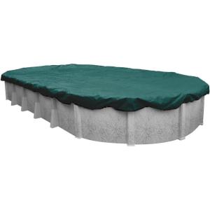 imageRobelle 10 x 15 ft Heavy Duty Green Winter Oval Pool Cover for Above Ground Pools 4 ft Overlap 14 x 19 ft Cover Size Solid 8 x 8 Scrim 236 ozyd2 10Year Warranty Style 3210154Commercial