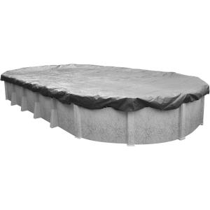 imageRobelle 10 x 15 ft Heavy Duty Silver Winter Oval Pool Cover for Above Ground Pools 4 ft Overlap 14 x 19 ft Cover Size Solid 8 x 8 Scrim 236 ozyd2 10Year Warranty Style 5510154ROBProfessional