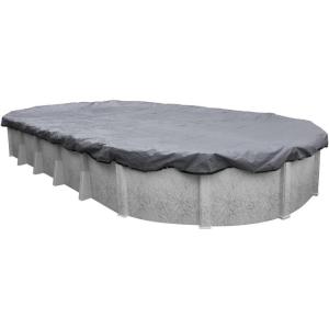 imageRobelle 10 x 15 ft Heavy Duty Silver Winter Oval Pool Cover for Above Ground Pools 4 ft Overlap 14 x 19 ft Cover Size Solid 8 x 8 Scrim 236 ozyd2 10Year Warranty Style 5510154ROBIndustrial