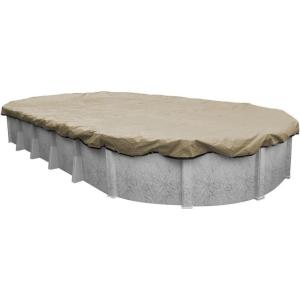 imageRobelle 12 x 18 ft Industrial Taupe Winter Oval Pool Cover for Above Ground Pools 4 ft Overlap 16 x 22 ft Cover Size Solid 14 x 12 Scrim 45 ozyd2 20Year Warranty Style 6012184Premium