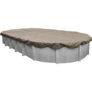 imageRobelle 12 x 18 ft Industrial Taupe Winter Oval Pool Cover for Above Ground Pools 4 ft Overlap 16 x 22 ft Cover Size Solid 14 x 12 Scrim 45 ozyd2 20Year Warranty Style 6012184Professional