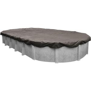 imageRobelle 12 x 18 ft Industrial Taupe Winter Oval Pool Cover for Above Ground Pools 4 ft Overlap 16 x 22 ft Cover Size Solid 14 x 12 Scrim 45 ozyd2 20Year Warranty Style 6012184Extra Heavy Duty
