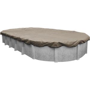 imageRobelle 12 x 18 ft Industrial Taupe Winter Oval Pool Cover for Above Ground Pools 4 ft Overlap 16 x 22 ft Cover Size Solid 14 x 12 Scrim 45 ozyd2 20Year Warranty Style 6012184Industrial