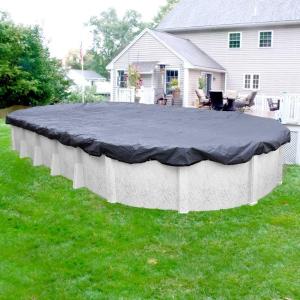 imageRobelle 15 x 30 ft Heavy Duty Blue Winter Oval Pool Cover for Above Ground Pools 4 ft Overlap 19 x 34 ft Cover Size Solid 8 x 8 Scrim 236 ozyd2 10Year Warranty Style 3515304Commercial