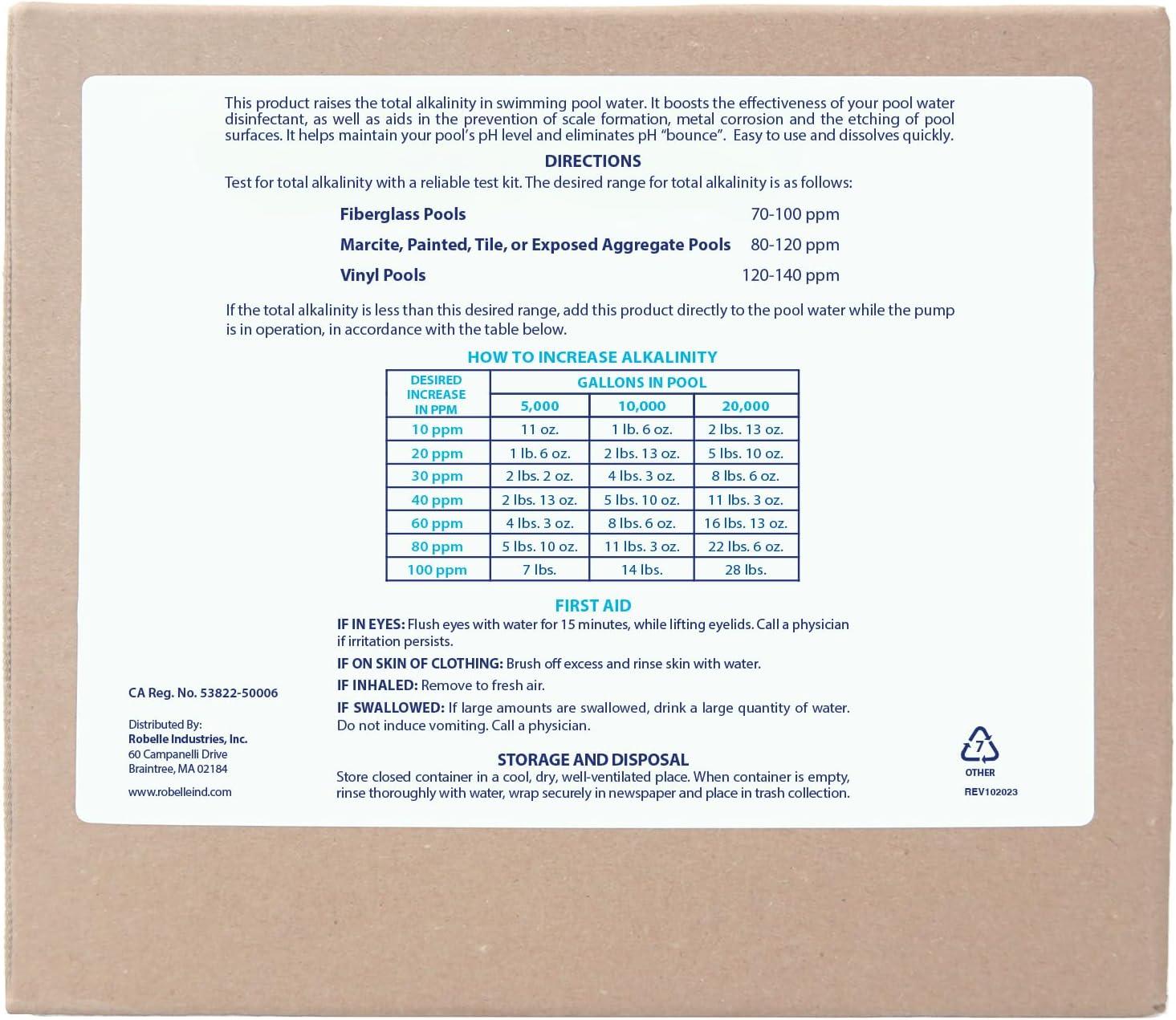 imageRobelle 25Pounds Premium Alkalinity Up for Pools Alkalinity Increaser for Swimming Pools 100 Sodium Bicarbonate Made in USA30Pounds