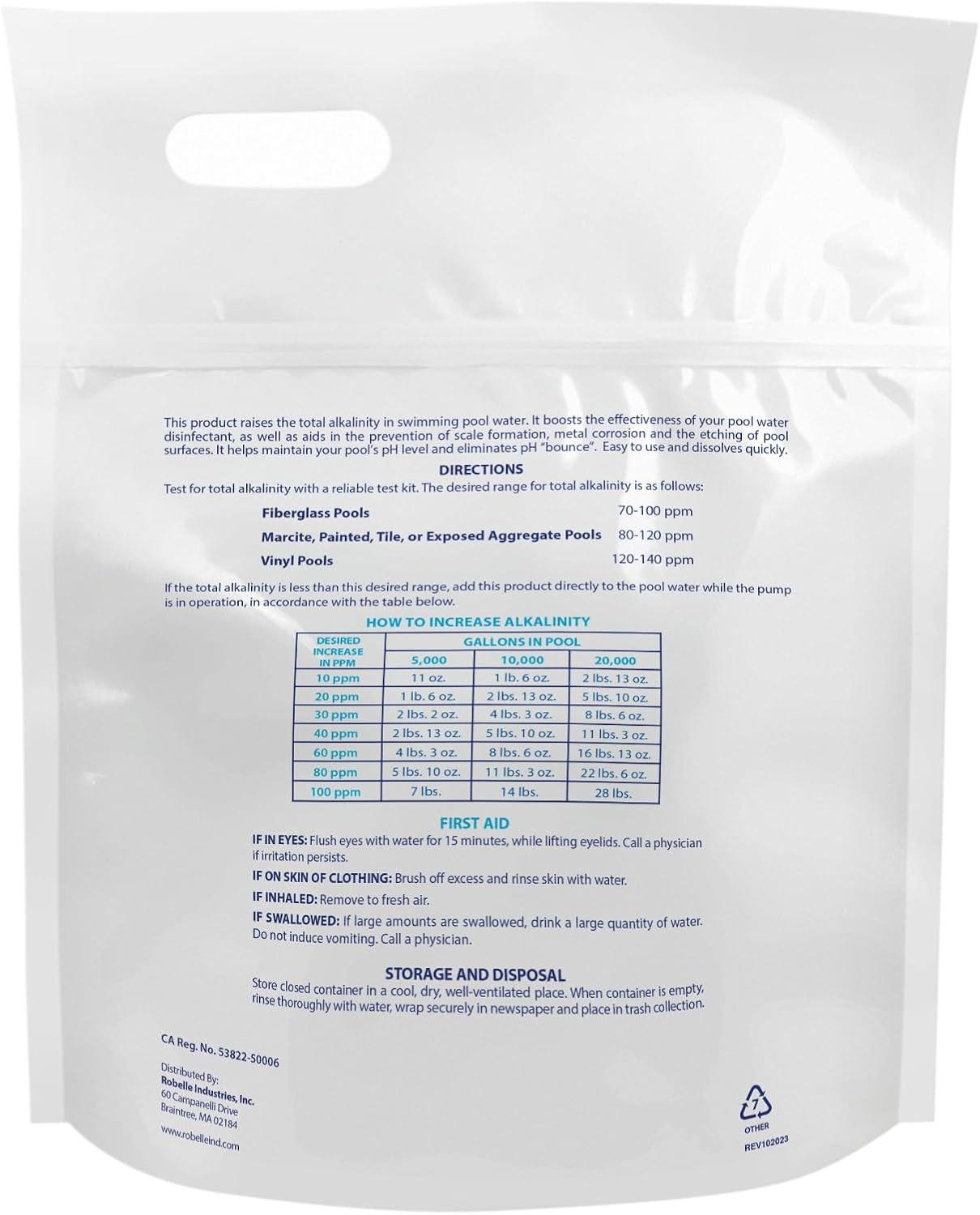 imageRobelle 25Pounds Premium Alkalinity Up for Pools Alkalinity Increaser for Swimming Pools 100 Sodium Bicarbonate Made in USA5Pounds