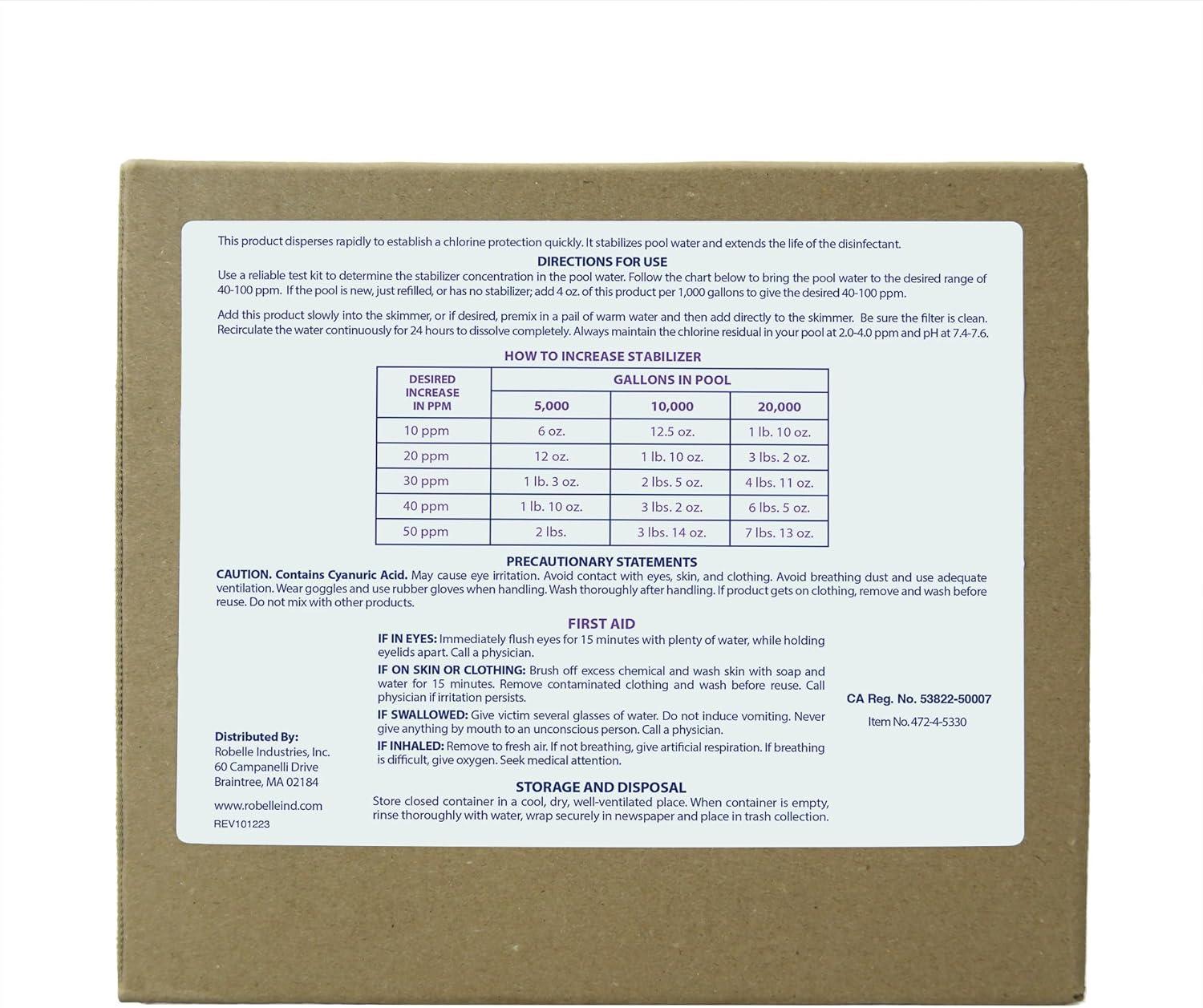 imageRobelle 7Pounds Premium Chlorine Stabilizer and Conditioner Concentrated Cyanuric Acid for Pools Pool Stabilizer Helps Chlorine Last Longer12Pounds