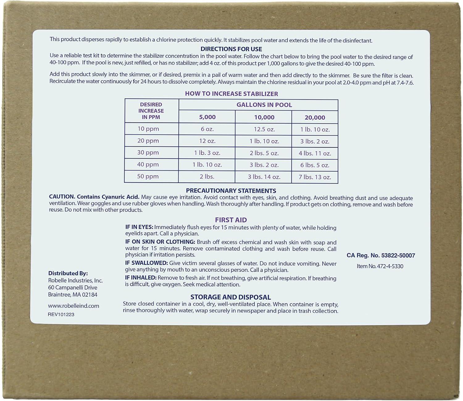 imageRobelle 7Pounds Premium Chlorine Stabilizer and Conditioner Concentrated Cyanuric Acid for Pools Pool Stabilizer Helps Chlorine Last Longer14Pounds