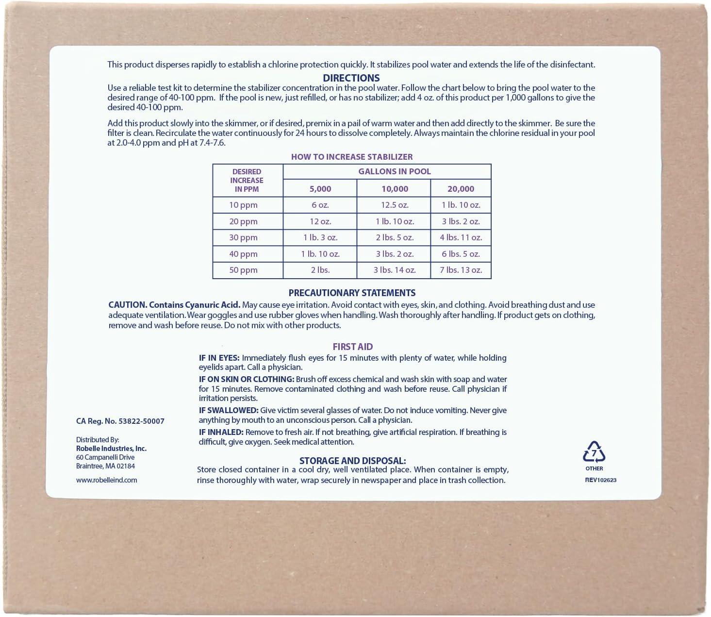 imageRobelle 7Pounds Premium Chlorine Stabilizer and Conditioner Concentrated Cyanuric Acid for Pools Pool Stabilizer Helps Chlorine Last Longer21Pounds
