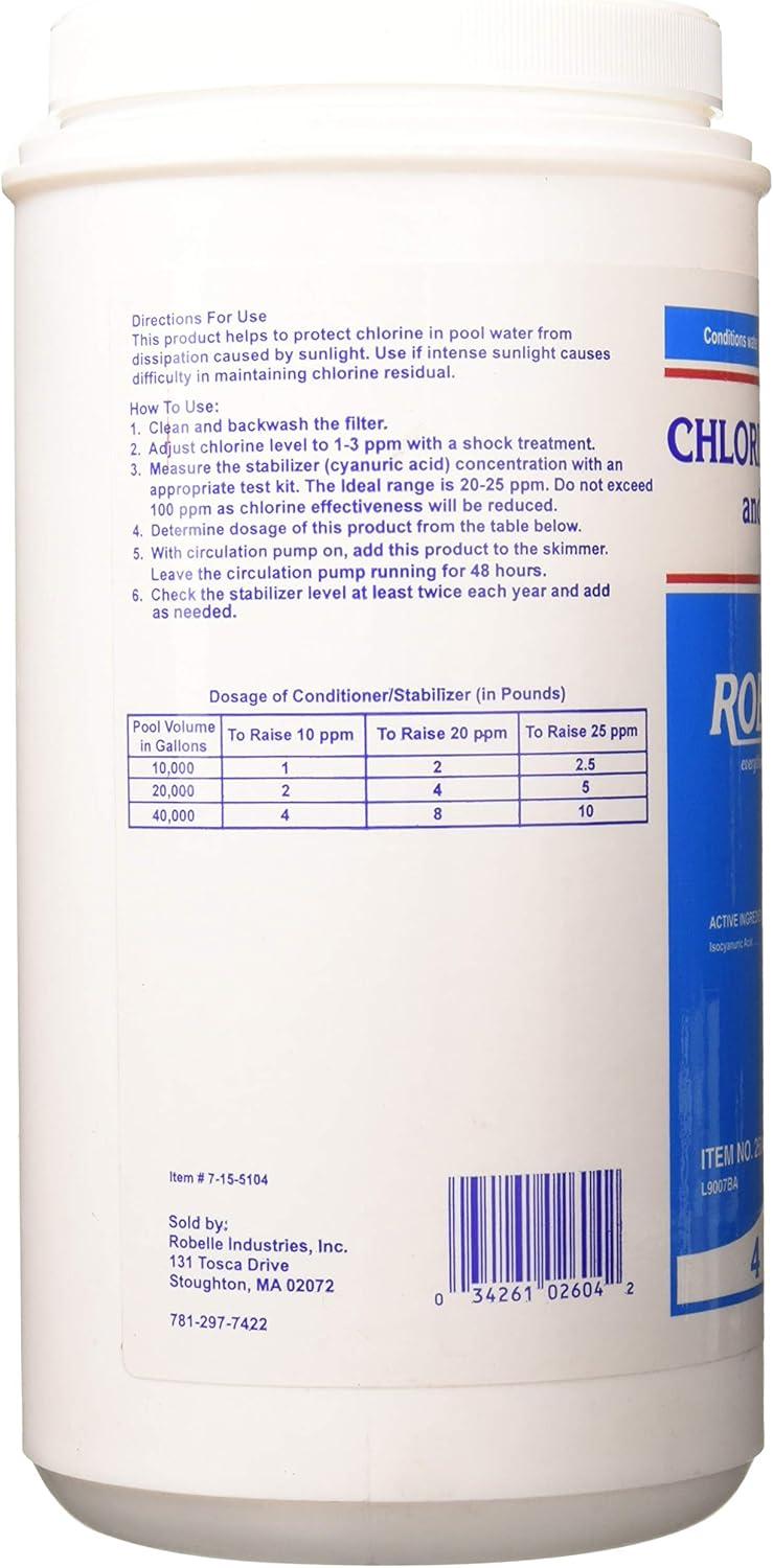 imageRobelle 7Pounds Premium Chlorine Stabilizer and Conditioner Concentrated Cyanuric Acid for Pools Pool Stabilizer Helps Chlorine Last Longer4Pounds