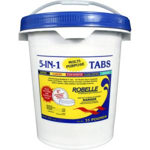 imageRobelle 20Pounds Premium 5In1 MultiPurpose Tabs Chlorine Tablets 3 Inch Sanitizer Clarifier Stain Inhibitor Algae Control Descaler Sunlight Protector All In One Made In USA35Pounds